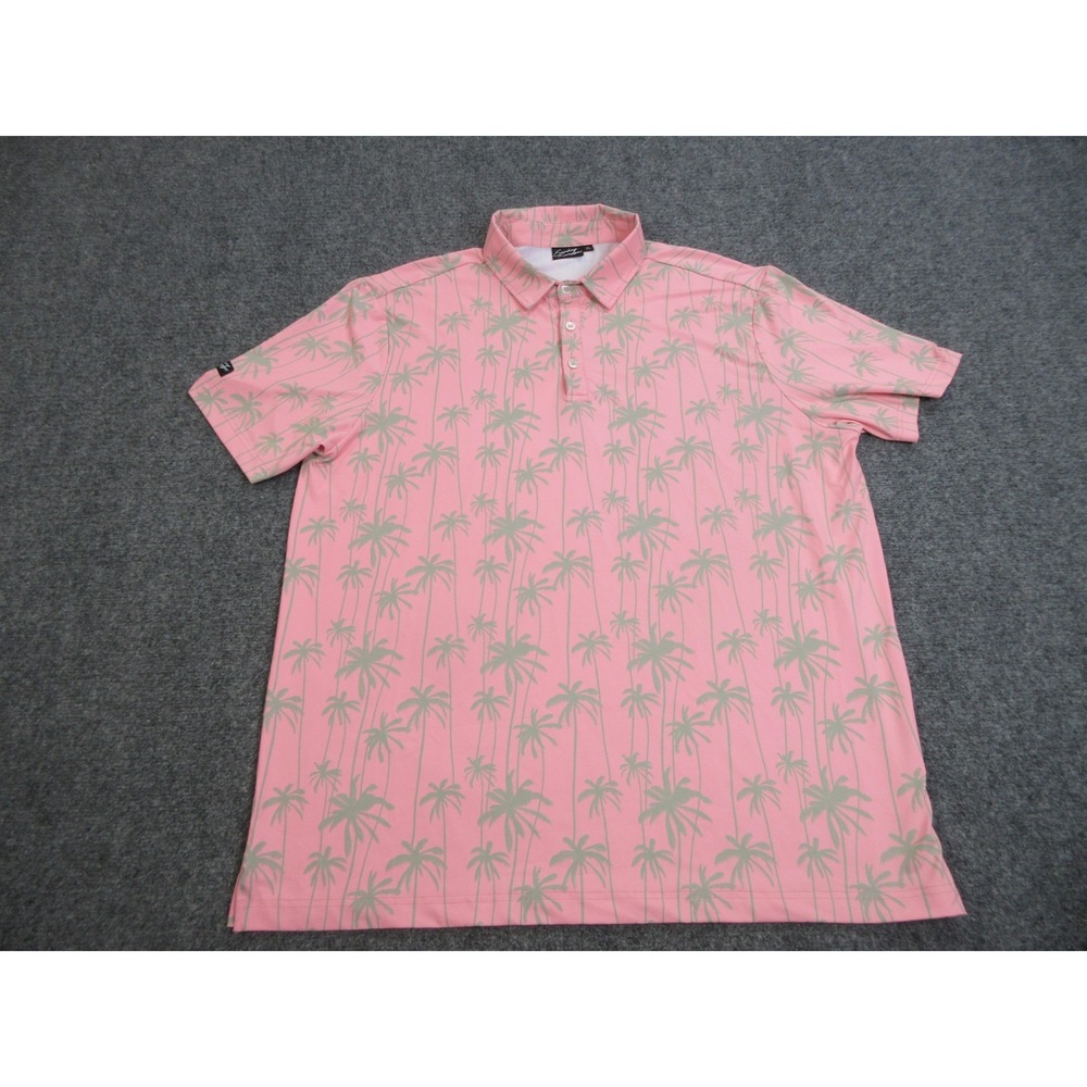 Sunday Swagger Polo Shirt‎ Mens XL Pink Palm Tree Golf Performance Stretch